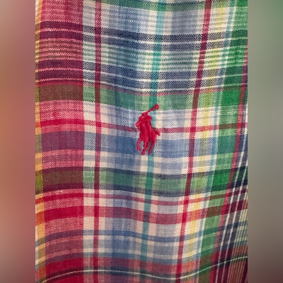 Ralph Lauren Sport Plaid Linen Shirt / Size 8 - Picture 1 of 3